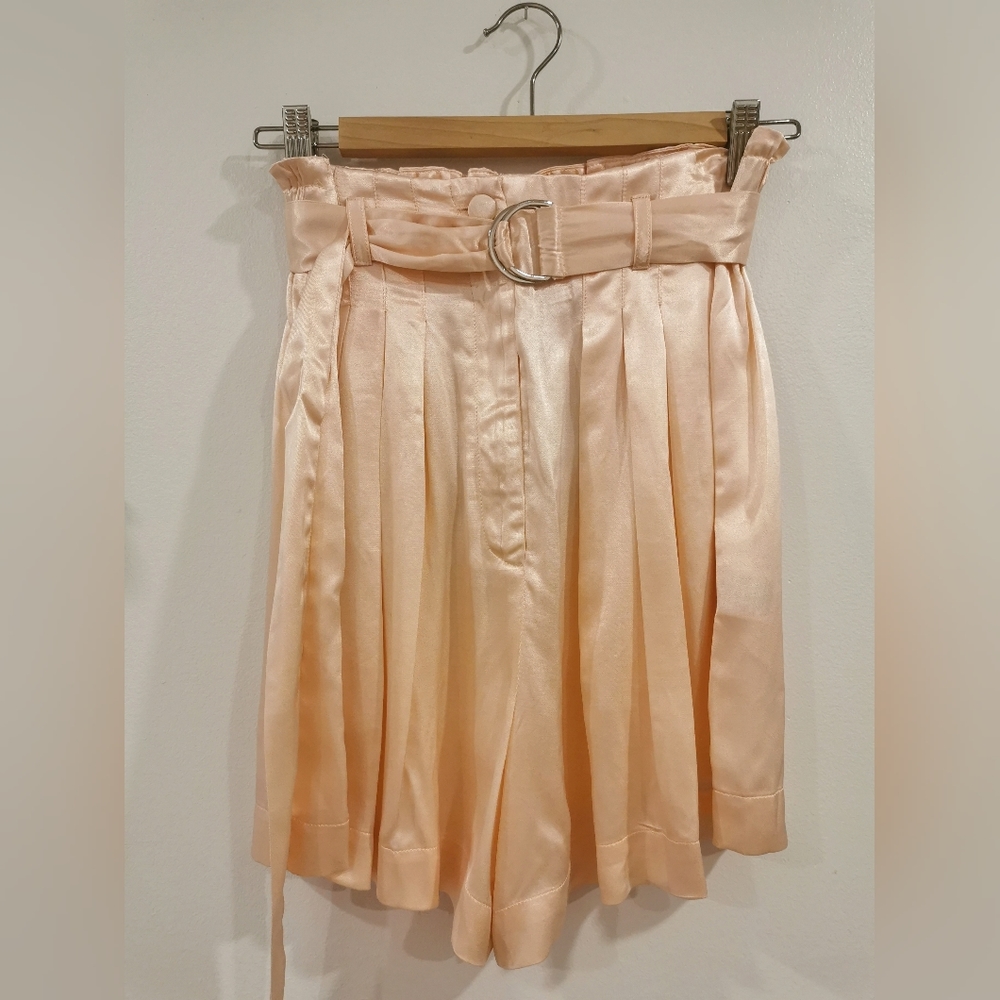 NWT Sabina Musayev small nude satin shorts, designer James pant